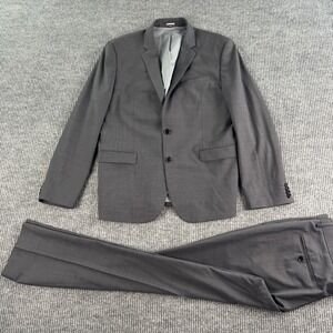 Express Slim Fit Suit 42R Gray Wool Performance 2 Wrinkle Free Tailored 36x31